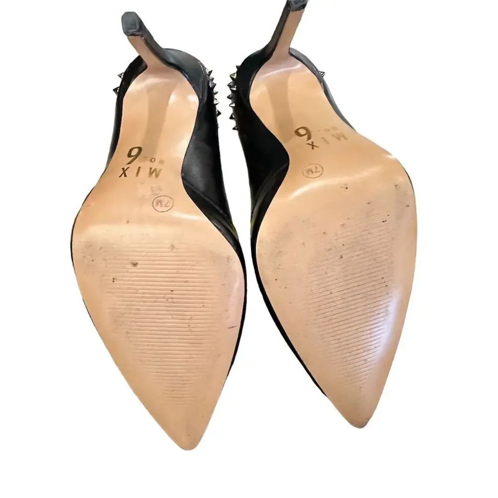Mix No. 6 Women's Black Studded Stiletto Heels Size 7M Party Pumps 4” heels - Picture 9 of 11